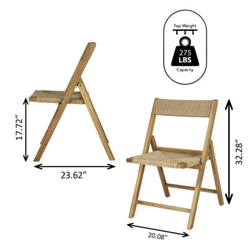 Kiawah Coastal Modern Wood Woven Seagrass Folding Chair - JONATHAN Y